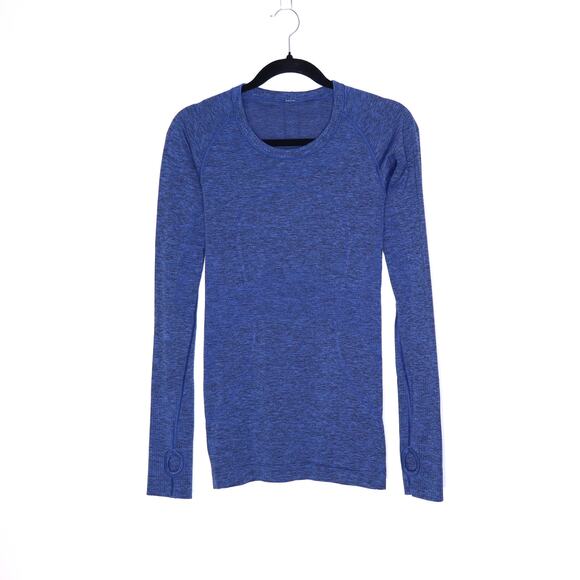 LULULEMON Swiftly Tech Long Sleeve Blazer Blue Black Crew Neck Running Women's 6 - Picture 1 of 13